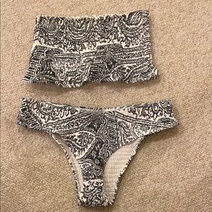 Black and White Paisley Bikini Set